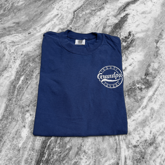 Best Grandpa Ever Embroidered T-Shirt Navy