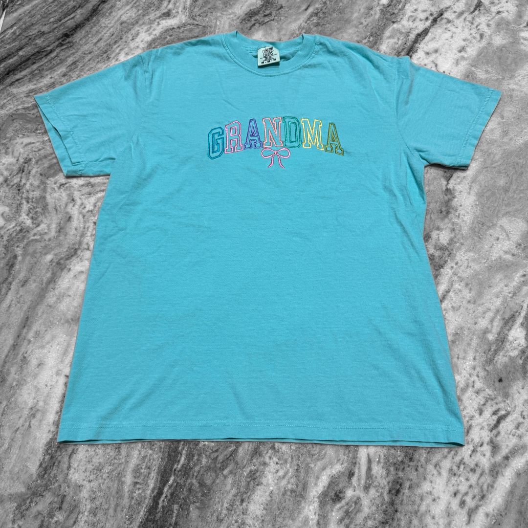 Grandma Collegiate Embroidered T-Shirt Lagoon