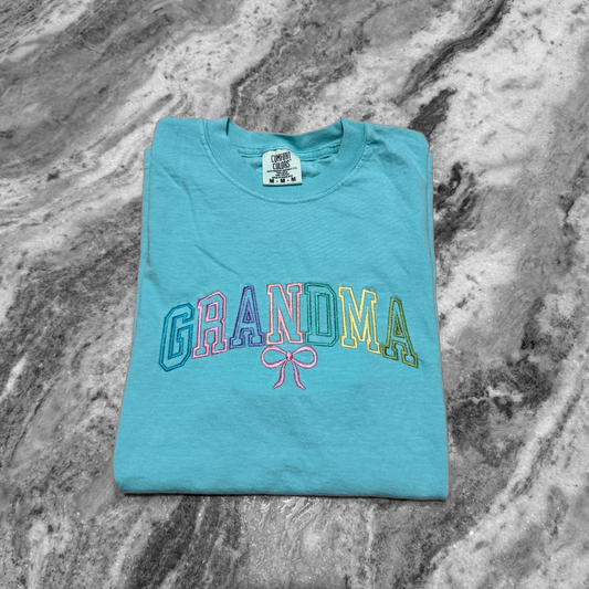 Grandma Collegiate Embroidered T-Shirt Lagoon