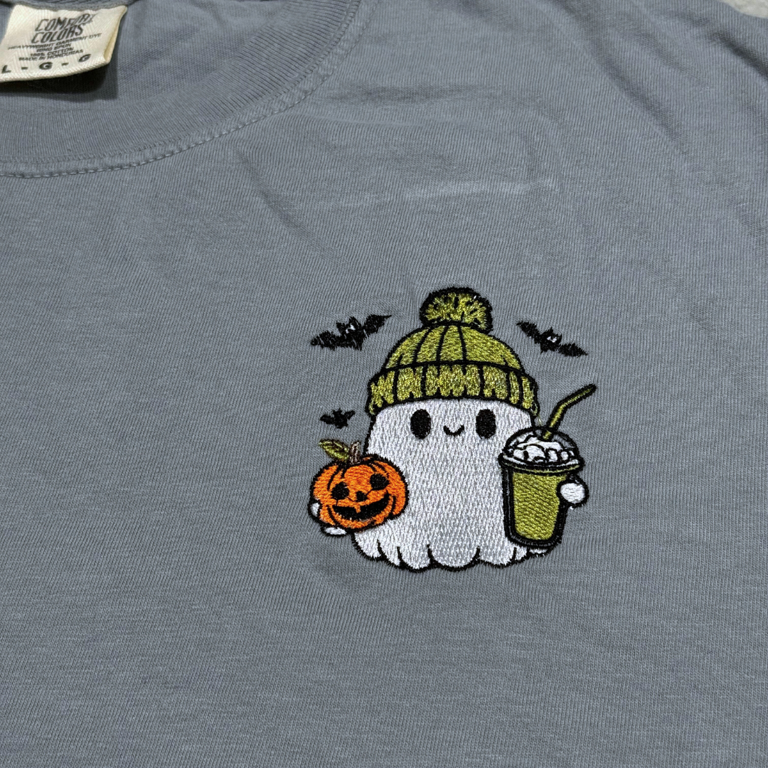 Iced Matcha Ghost Embroidered T-Shirt