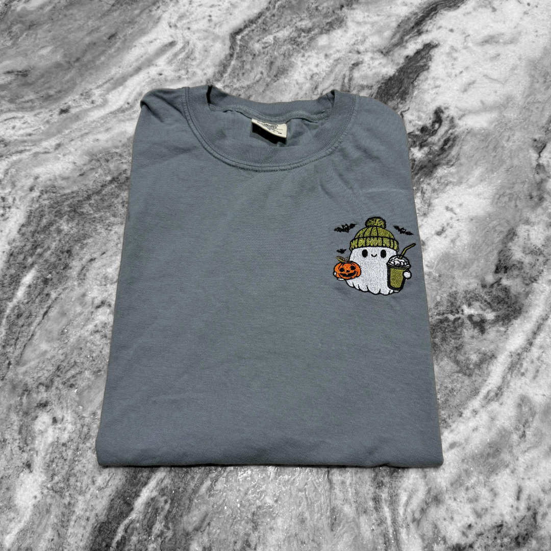 Iced Matcha Ghost Embroidered T-Shirt