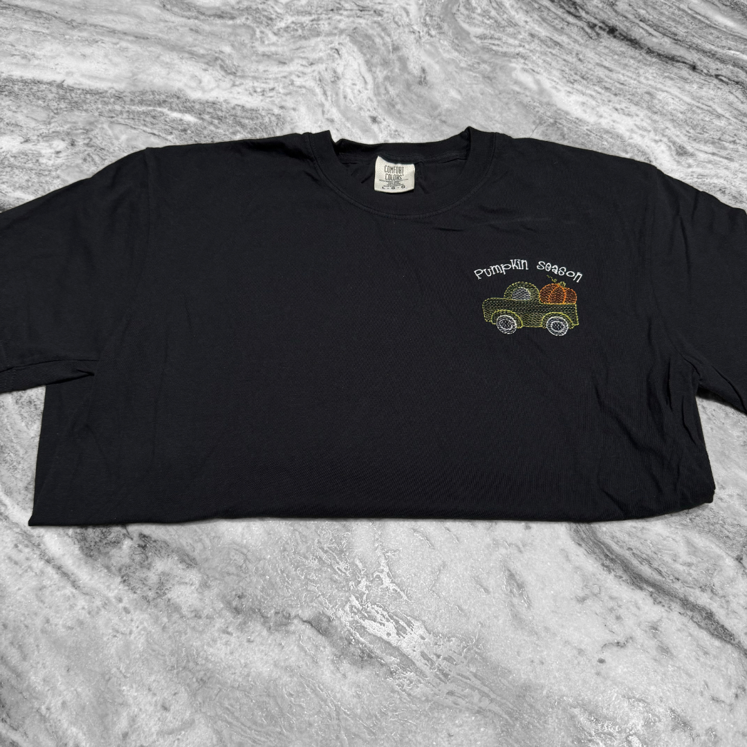 Pumpkin Season Truck Embroidered T-Shirt