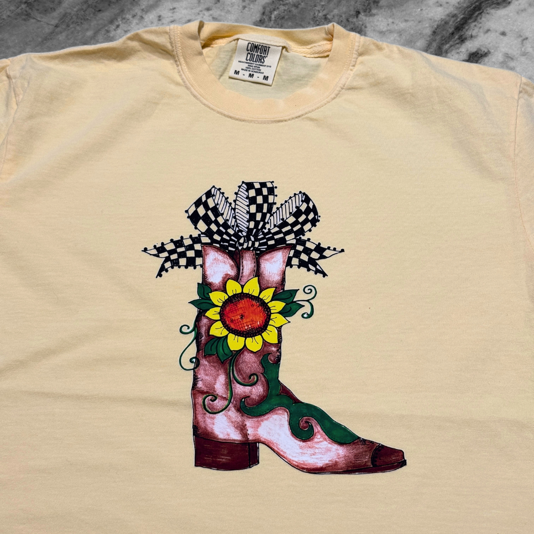 Sunflower Boot Printed Tee