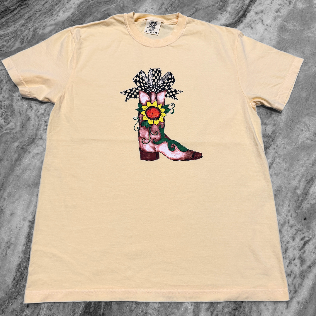 Sunflower Boot Printed Tee