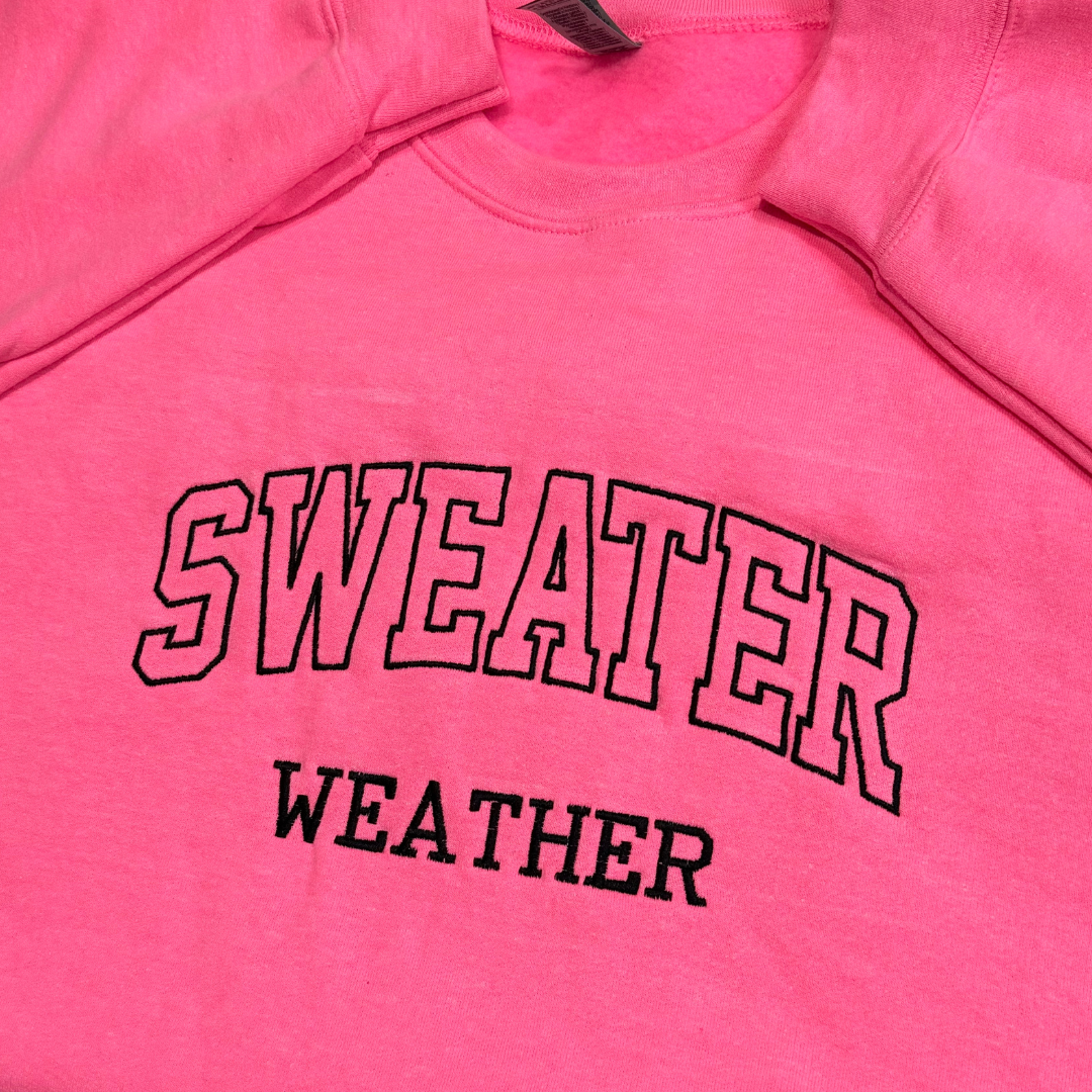 Neon Sweater Weather Embroidered Crew