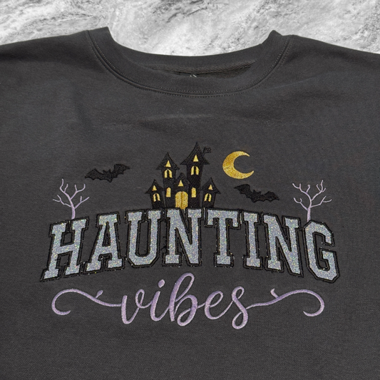 *NEW!* Halloween Applique + Embroidered 'Haunting' Crewneck Sweatshirt
