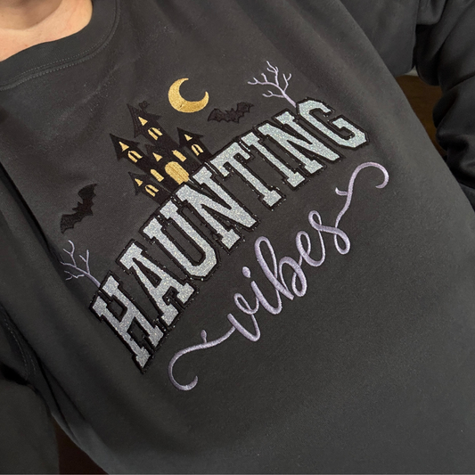 *NEW!* Halloween Applique + Embroidered 'Haunting' Crewneck Sweatshirt