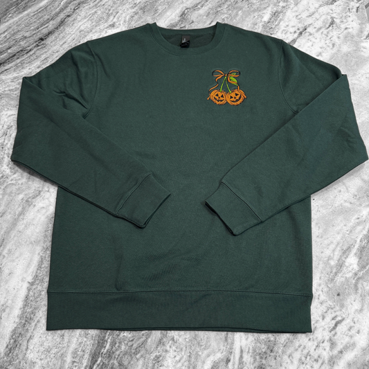 Pumpkin Cherries Embroidered Crew