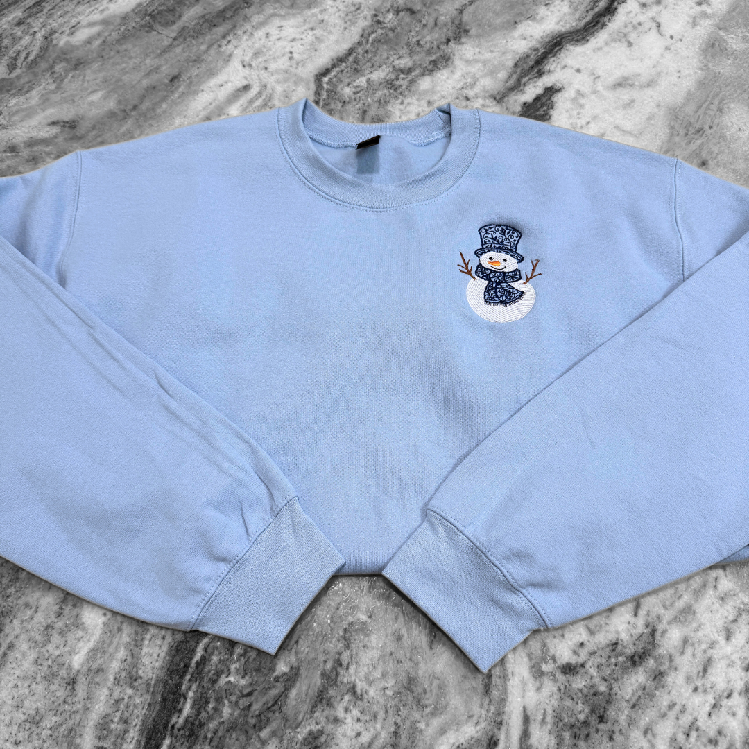 Swirly Snowman Crewneck Sweatshirt