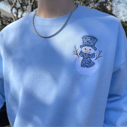 Swirly Snowman Crewneck Sweatshirt