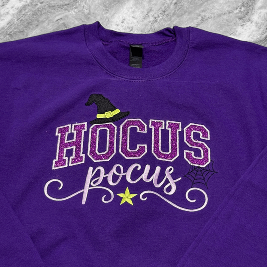 *NEW!* Halloween Applique + Embroidered 'Hocus Pocus' Crewneck Sweatshirt