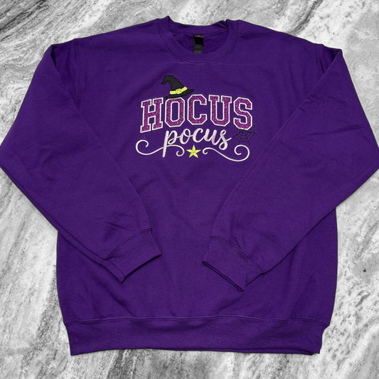*NEW!* Halloween Applique + Embroidered 'Hocus Pocus' Crewneck Sweatshirt