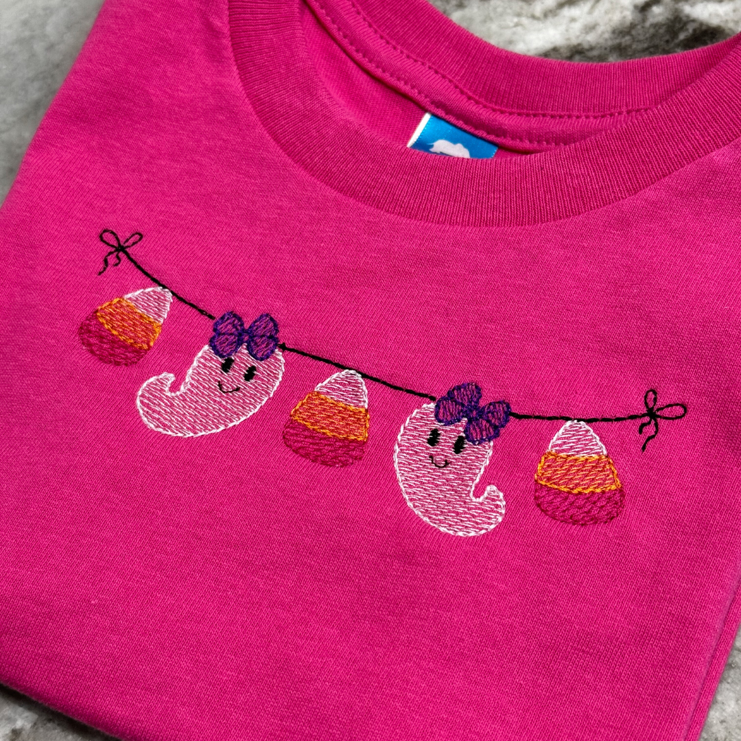 Kids Magenta Ghost Garland Tee