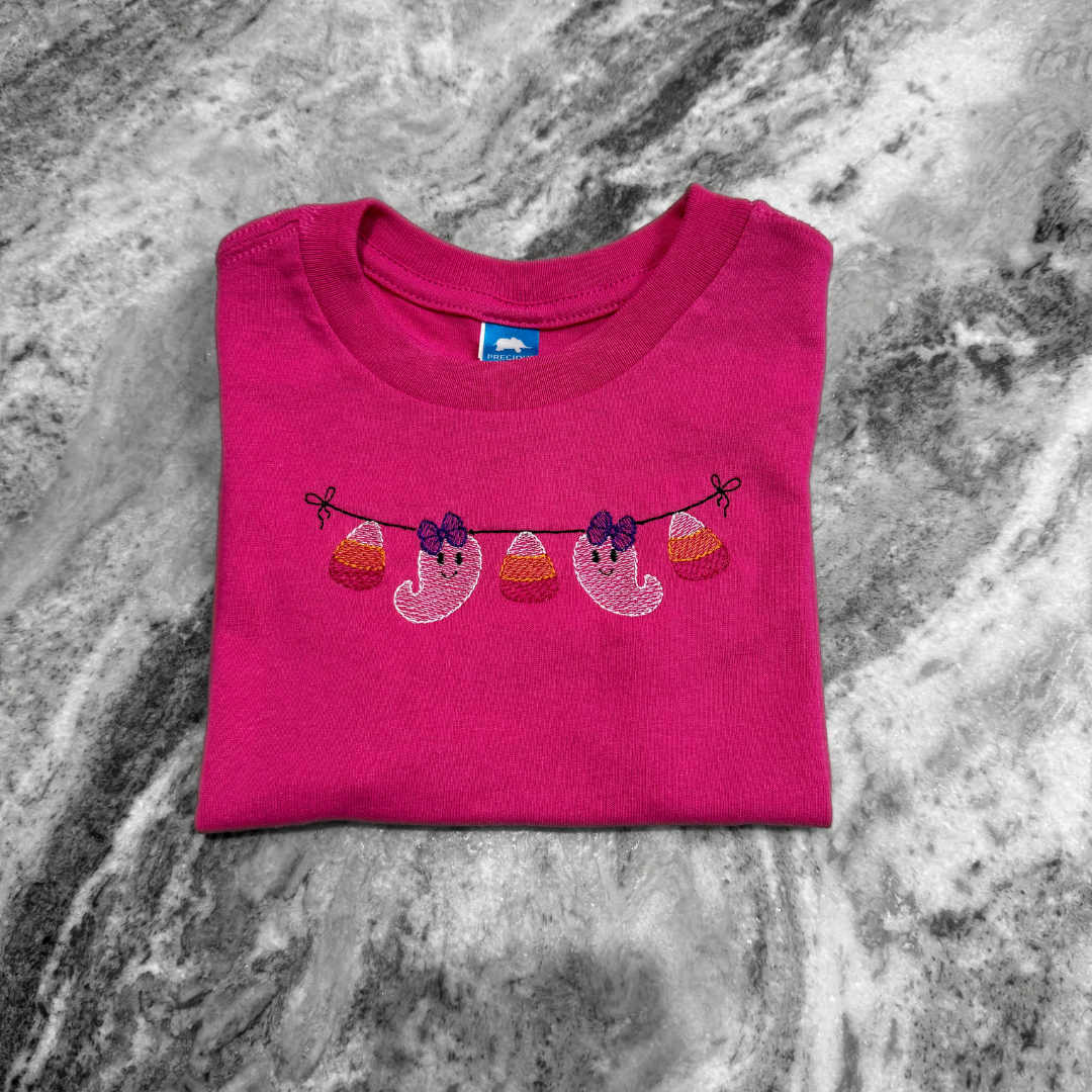 Kids Magenta Ghost Garland Tee