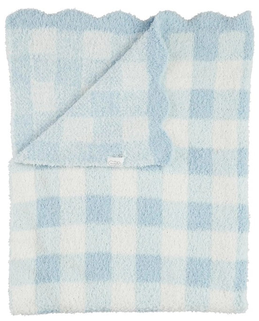 Mud Pie Chenille Scallop Plaid Baby Blanket