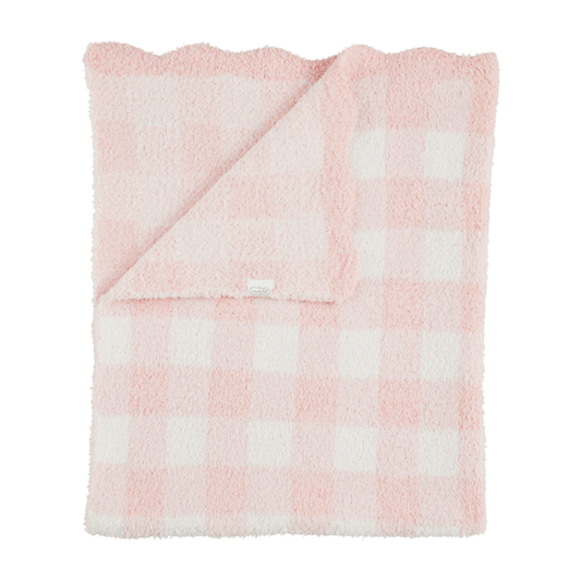 Mud Pie Chenille Scallop Plaid Baby Blanket