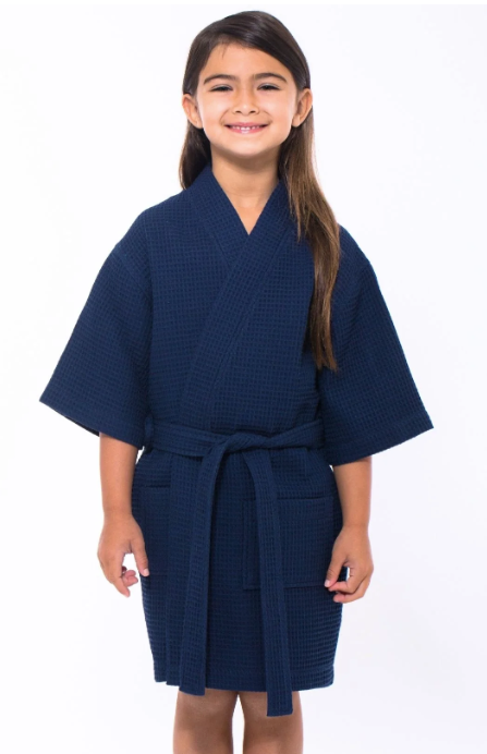 Navy Kids Spa Waffle Robe