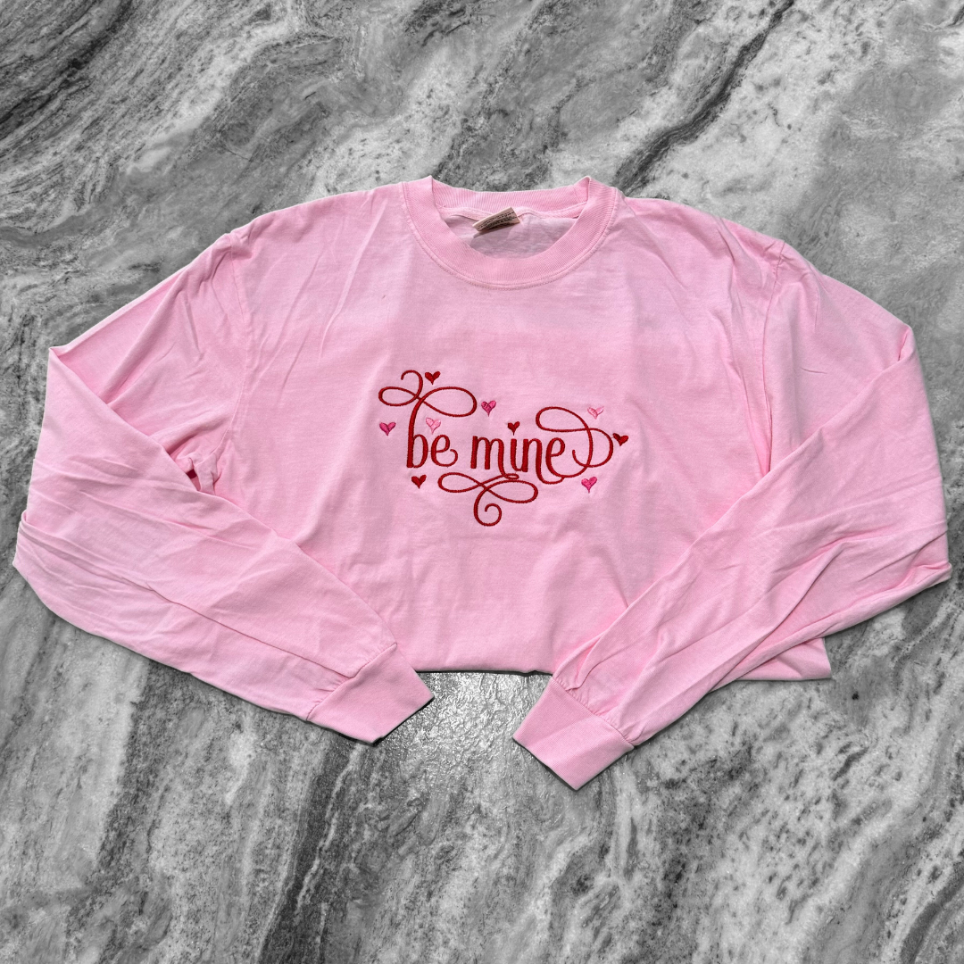 Be Mine Vday Embroidered Long Sleeve T-Shirt