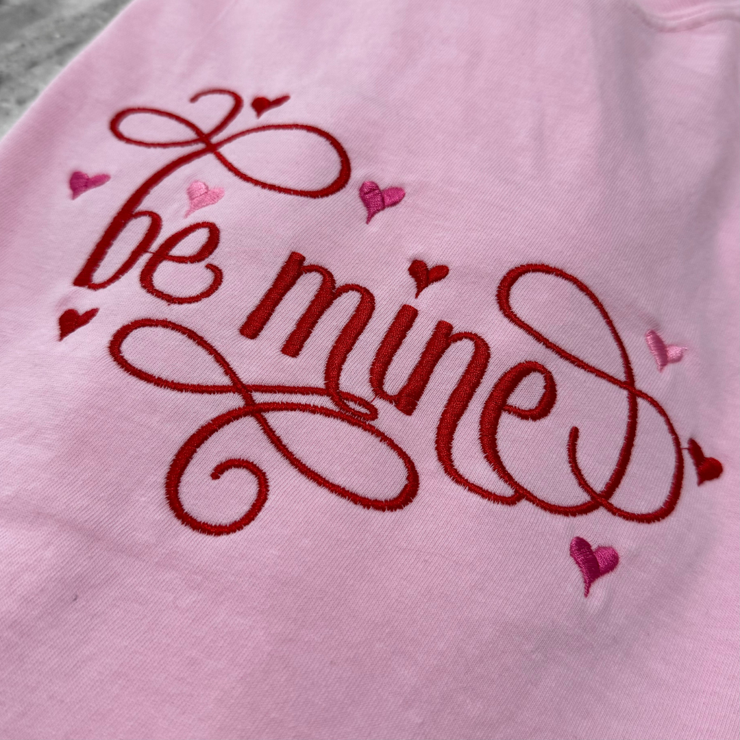 Be Mine Vday Embroidered Long Sleeve T-Shirt